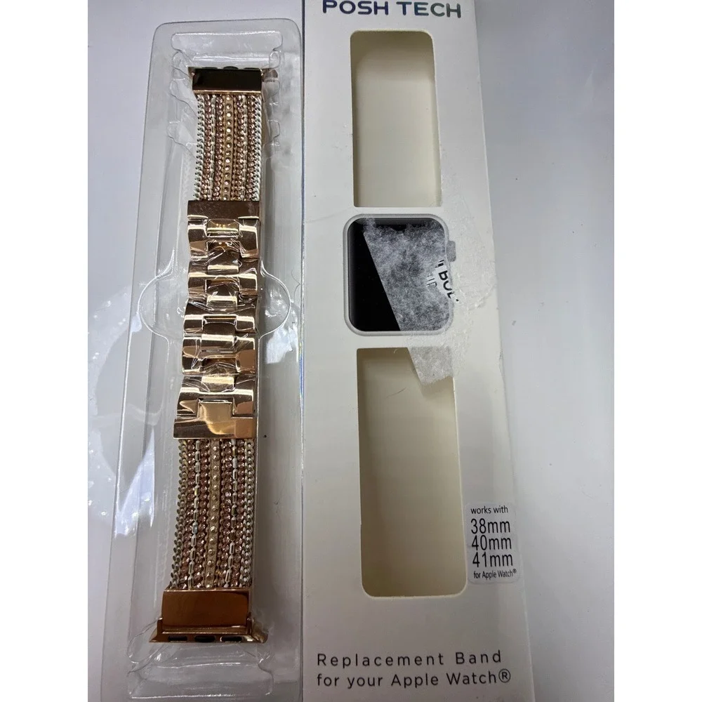 Posh Tech Rose Gold Crystal Replacement Band for Apple Watch 38mm 40mm 41mm